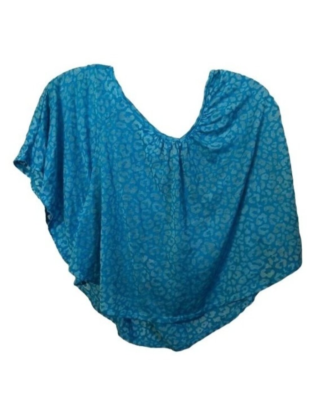 no boundaries crop blue short sleeve shirt animal print sheer 3-5 small READ